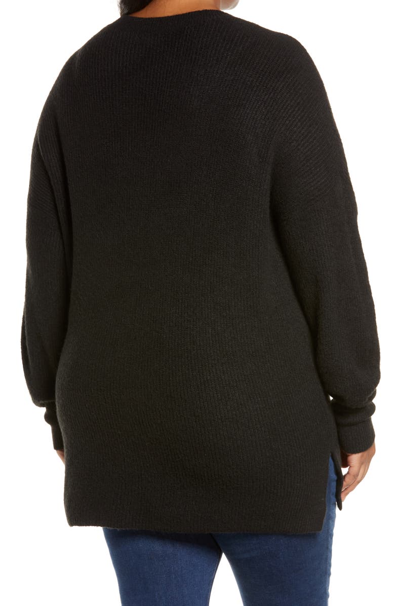 Halogen<sup>®</sup> Ribbed V-Neck Tunic Sweater, Alternate, color, 