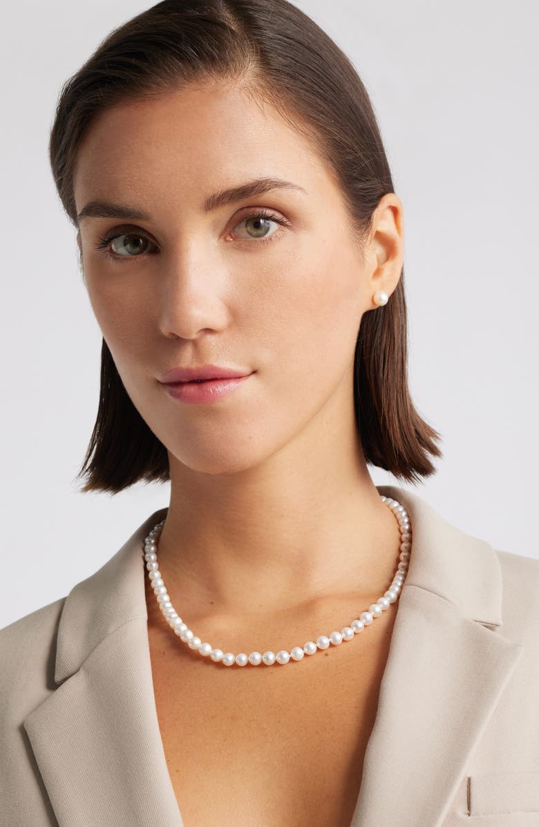 Nordstrom Freshwater Pearl Stud Earrings, Alternate, color, White- 14K White Gold