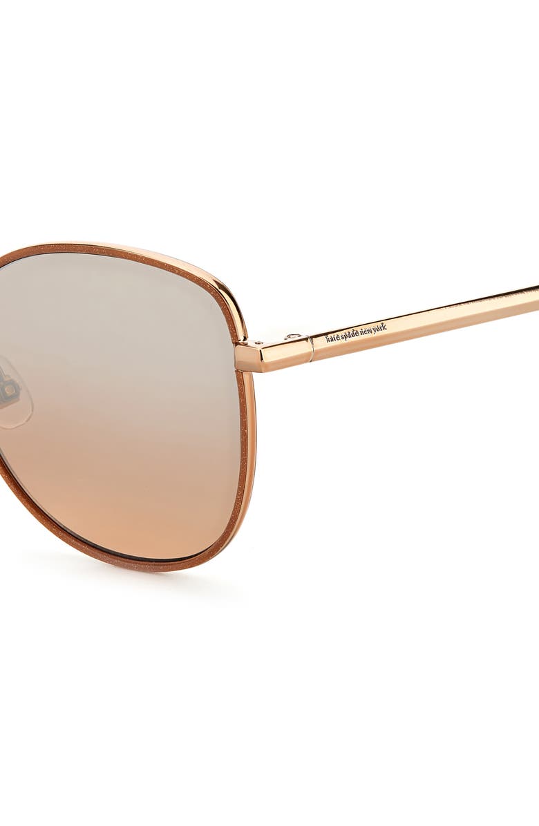 Kate Spade New York maryam 56mm gradient polarized cat eye sunglasses, Alternate, color, Red Gold/ Silver Mirror Brown