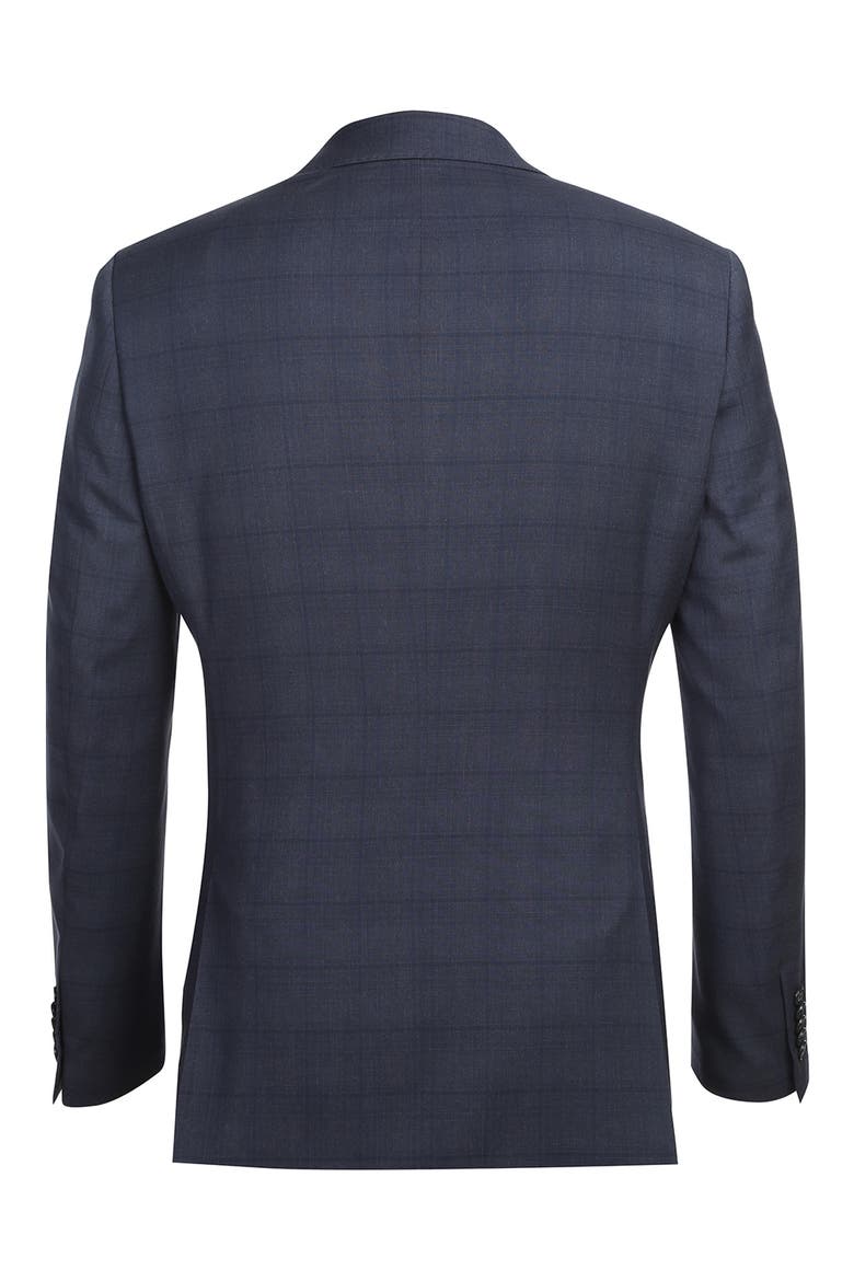 Plaid Trim Fit Peak Lapel Two-Piece Suit, Alternate, color, GRAY