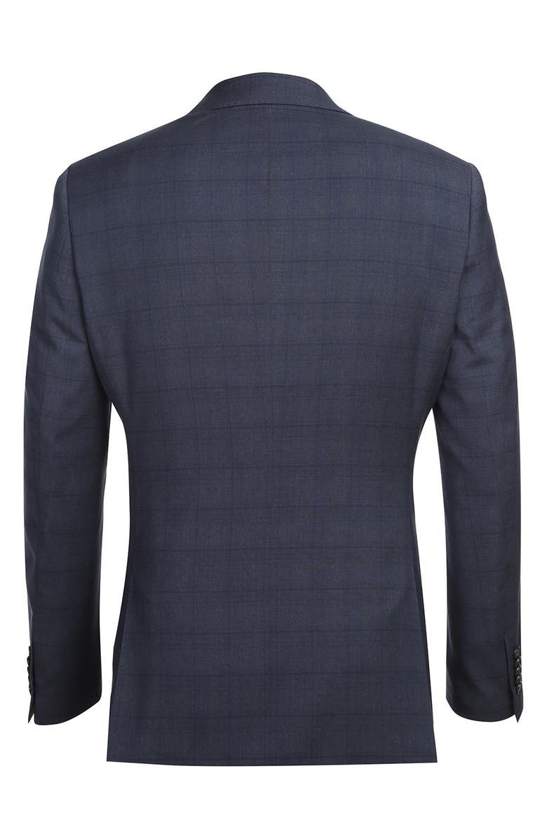 English Laundry Plaid Trim Fit Peak Lapel Two-Piece Suit, Alternate, color, Gray