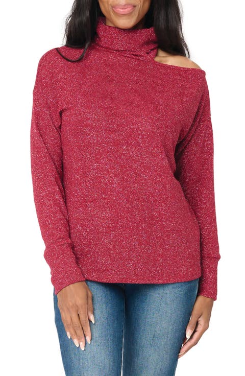 Metallic One Shoulder Sweater