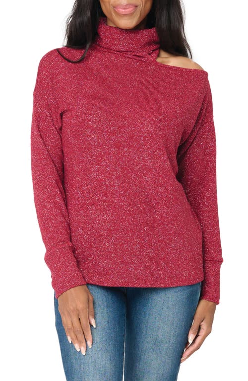 Shop Gibsonlook Metallic One Shoulder Sweater In Burgundy