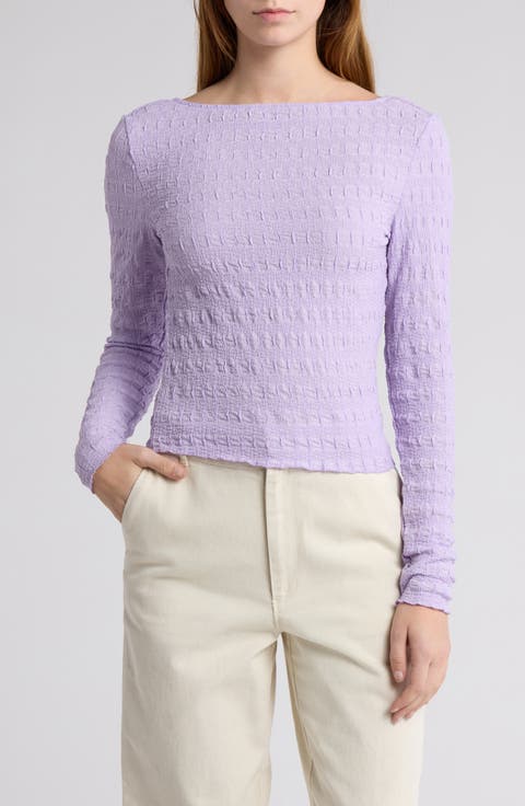 Long Sleeve Textured Crop Top