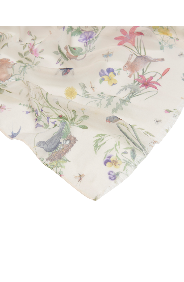 Fable England Bunny Toile Lightweight Scarf, Alternate, color, Cream