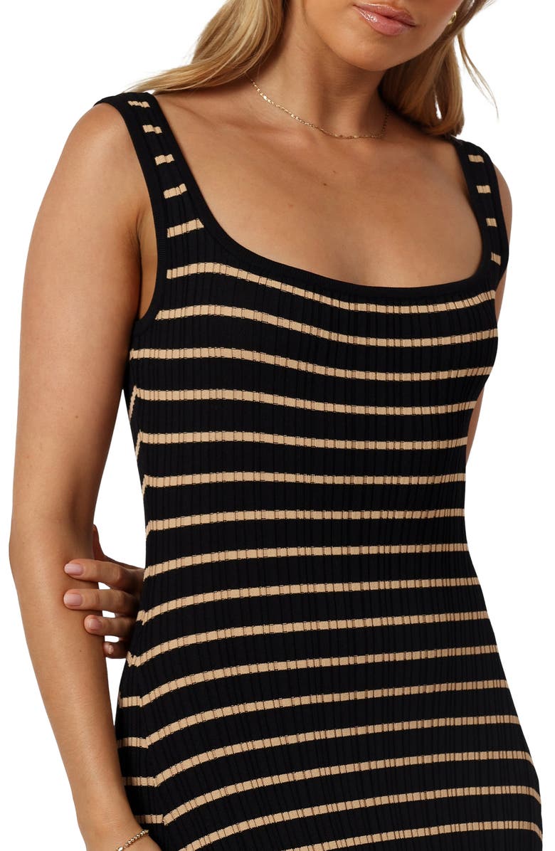 Petal & Pup Henry Stripe Ribbed Sleeveless Sweater Dress, Alternate, color, Black