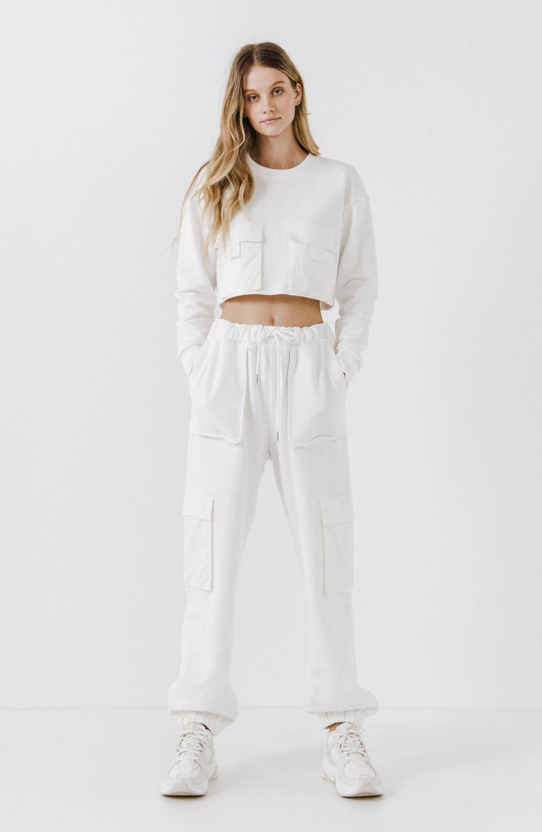Grey Lab Pocket Loungewear Cotton Joggers, Alternate, color, White