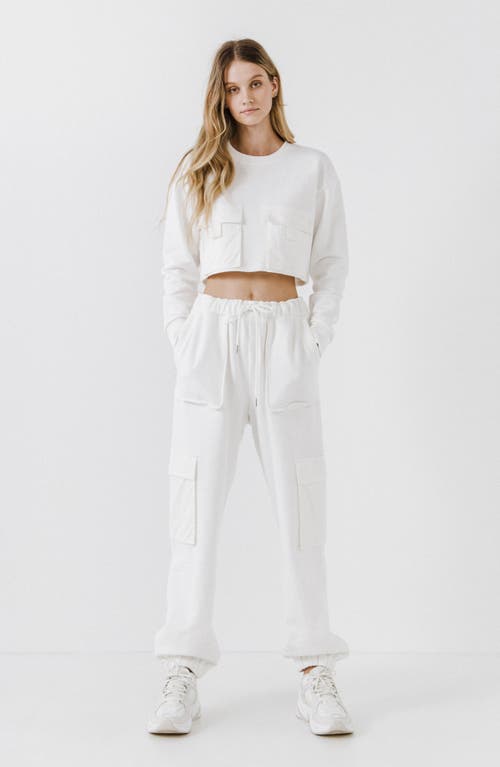 Grey Lab Pocket Loungewear Cotton Joggers In White