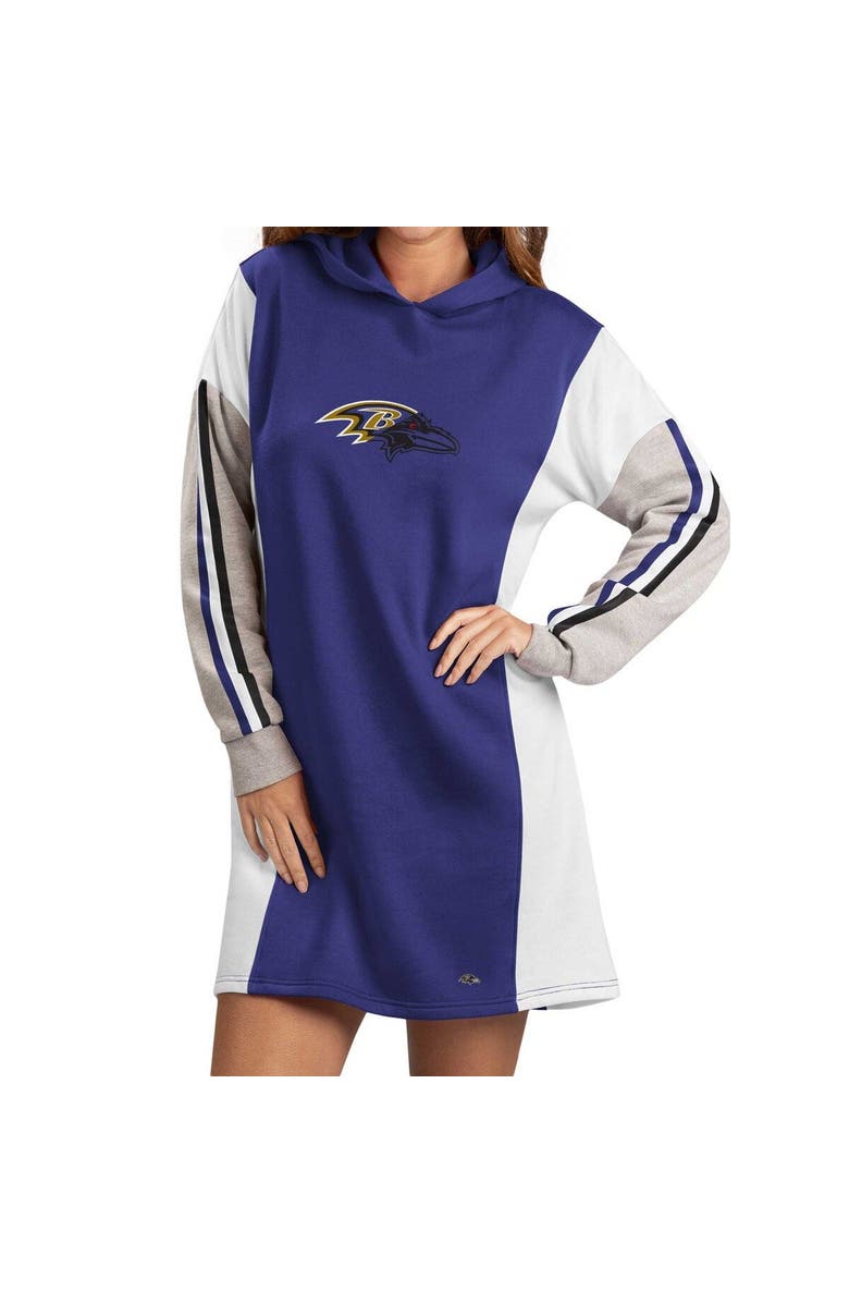 G-III 4HER BY CARL BANKS Women's G-III 4Her by Carl Banks Purple/White Baltimore Ravens Bootleg Long Sleeve Hoodie T-Shirt Dress, Main, color, 