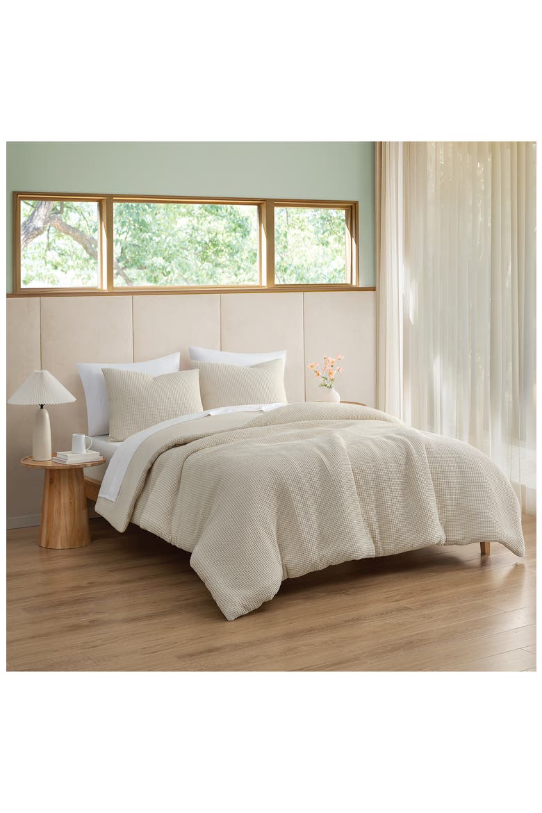 Kyla Waffle Knit Comforter & Shams Set, Alternate, color, CREAM