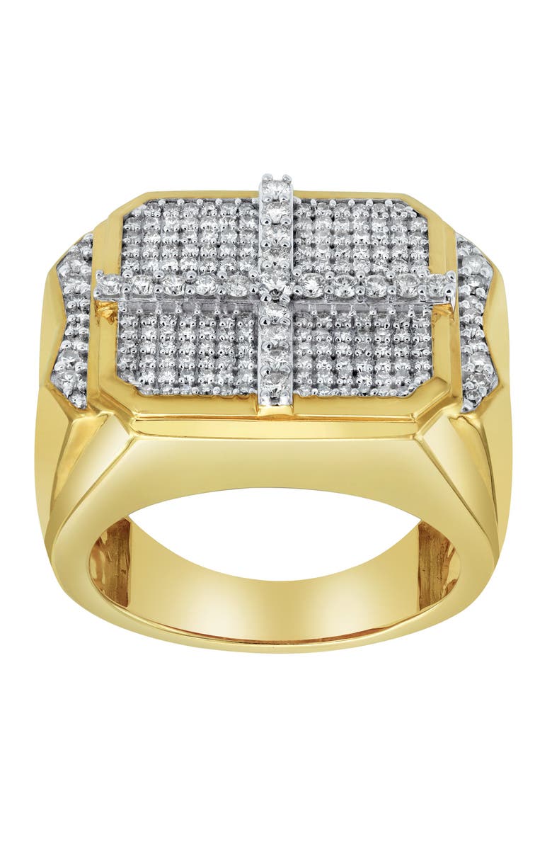 LuvMyJewelry Iced Oriel 14K Yellow Gold Diamond Men Statement Ring - 1.02ct., Alternate, color, 14K Yellow Gold