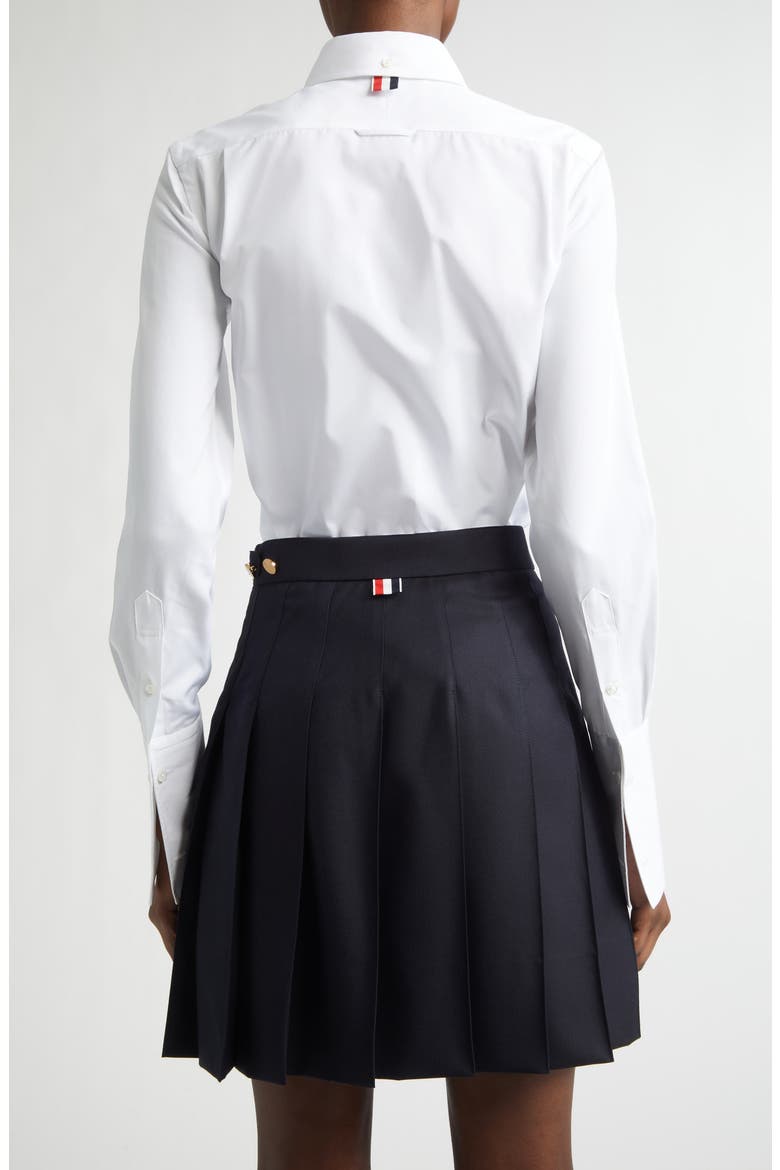 Plissé Bib Button-Down Shirt, Alternate, color, WHITE
