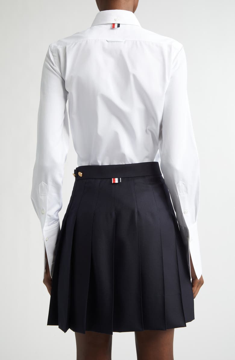 Thom Browne Plissé Bib Button-Down Shirt, Alternate, color, White