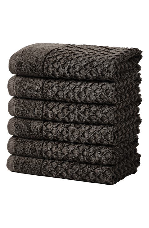 Diamond Waffle Texture 6-Pack Hand Towel Set