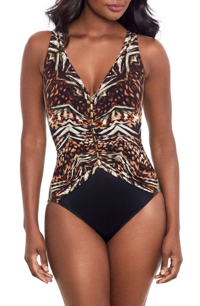Miraclesuit<sup>®</sup> Tigress Charmer One-Piece Swimsuit, Main, color, Blm