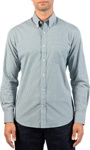 TailorByrd Micro Gingham Stretch Cotton Button-Up Shirt