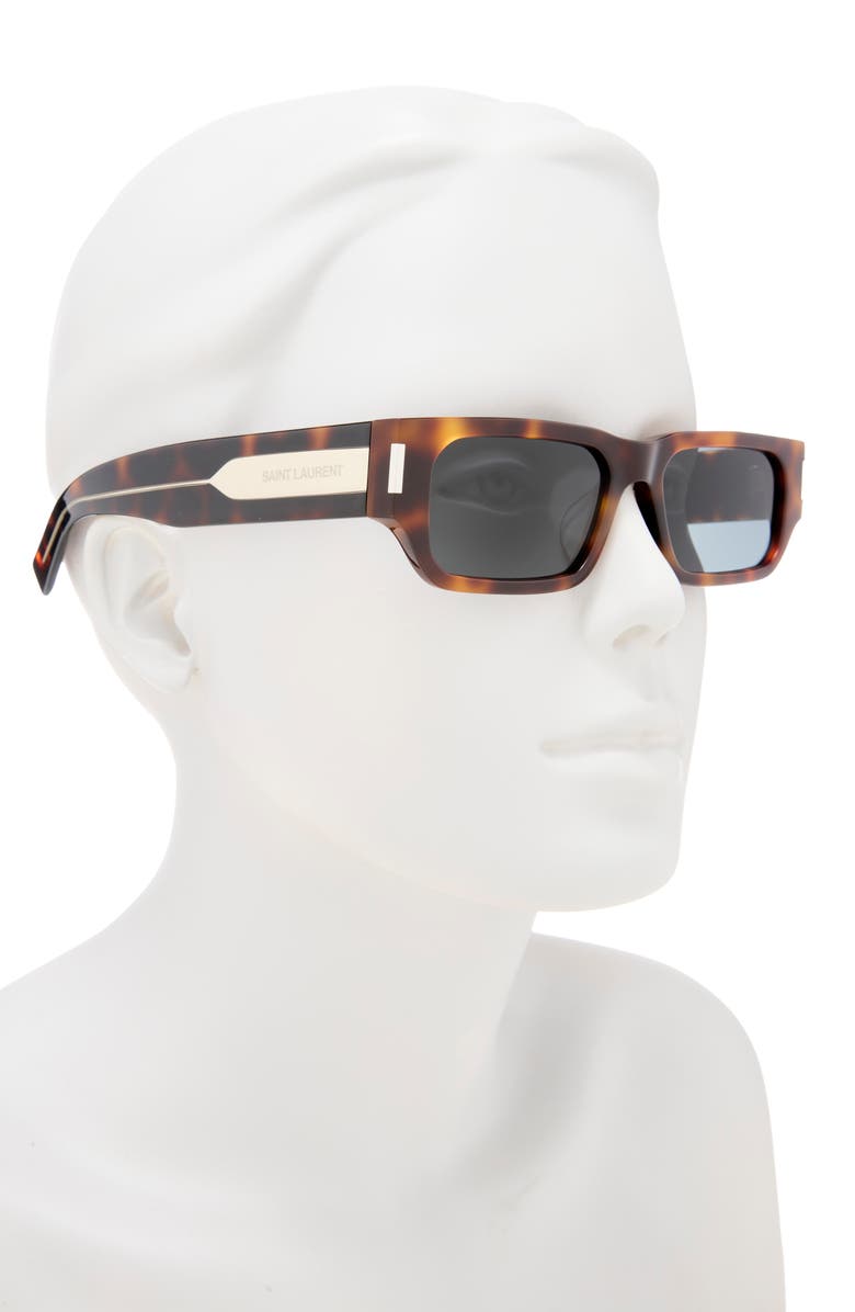 Saint Laurent 54mm Rectangular Sunglasses, Alternate, color, Havana Crystal Black
