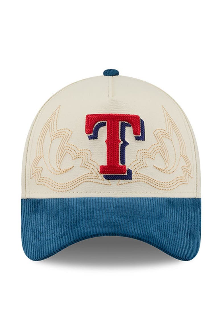 Men's New Era Stone Texas Rangers Western Stitch 9FORTY A-Frame Adjustable Hat, Alternate, color, Stone
