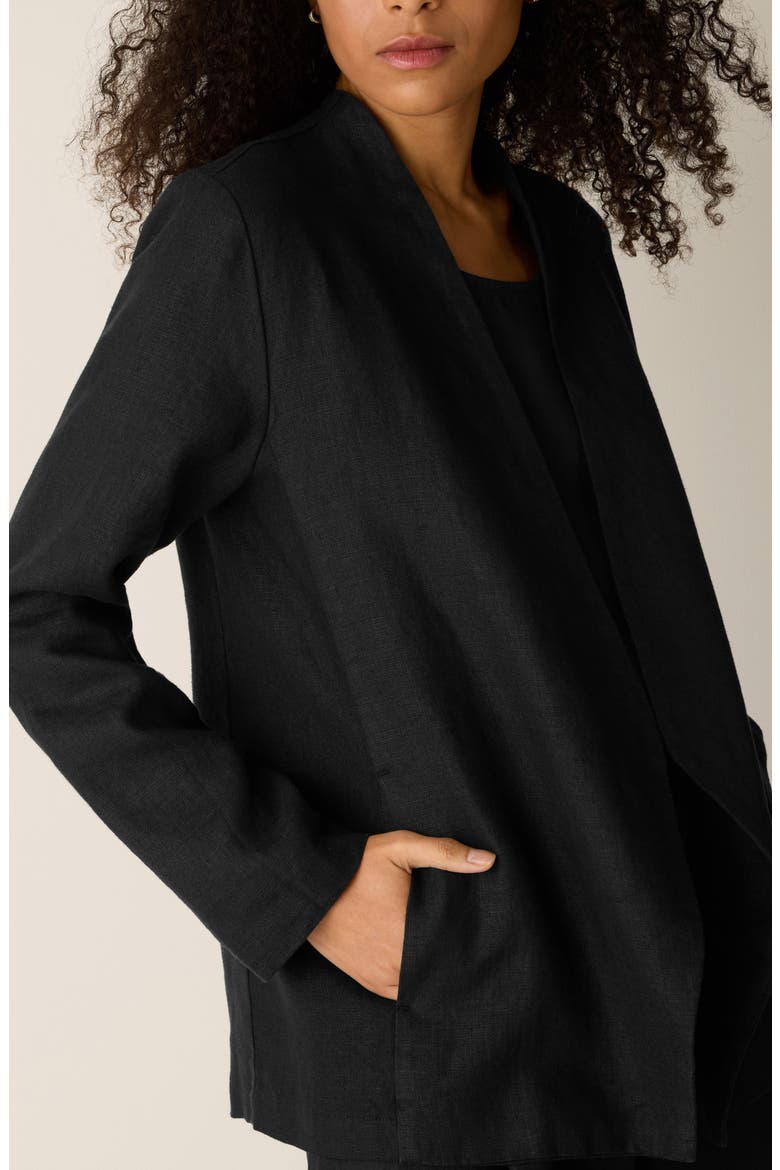 Open Front Organic Linen Jacket, Alternate, color, BLACK