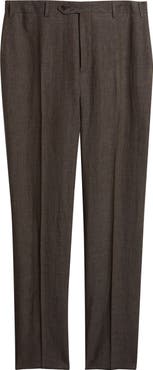 Canali Siena Regular Fit Flat Front Linen Suit Pants