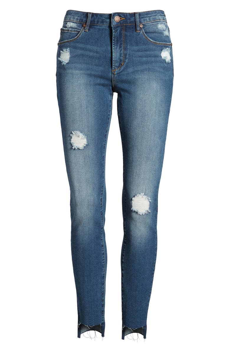 Leith Ripped Step Hem Skinny Jeans, Alternate, color, 