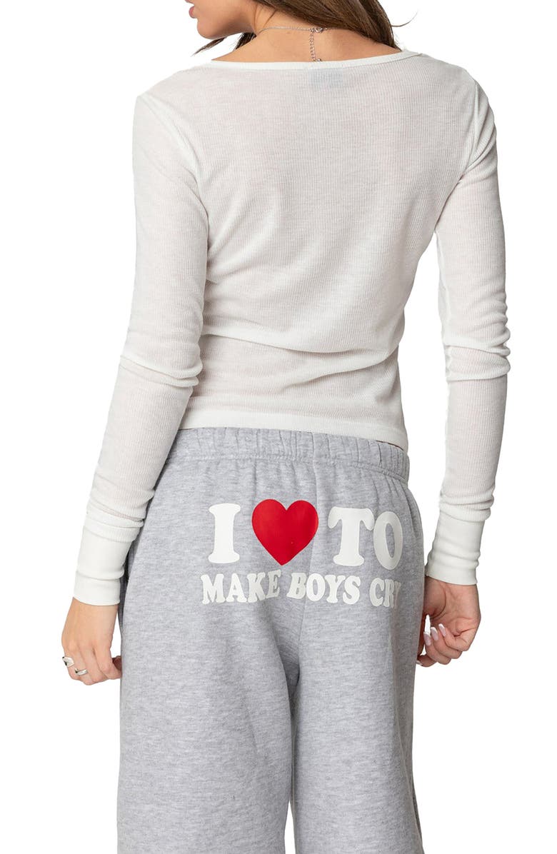 EDIKTED Hailey Rib Scoop Neck Top, Alternate, color, White