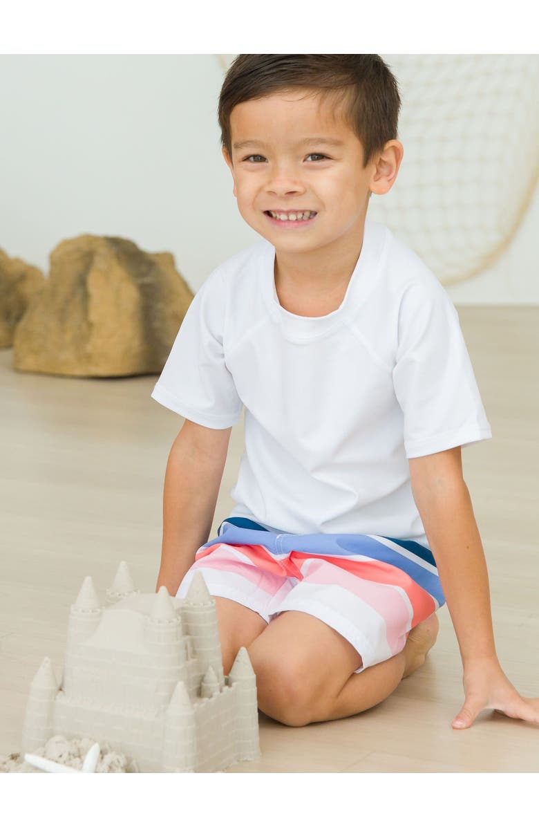 RuggedButts Boys UPF50+ Swim Trunks, Alternate, color, Seaside Stripe