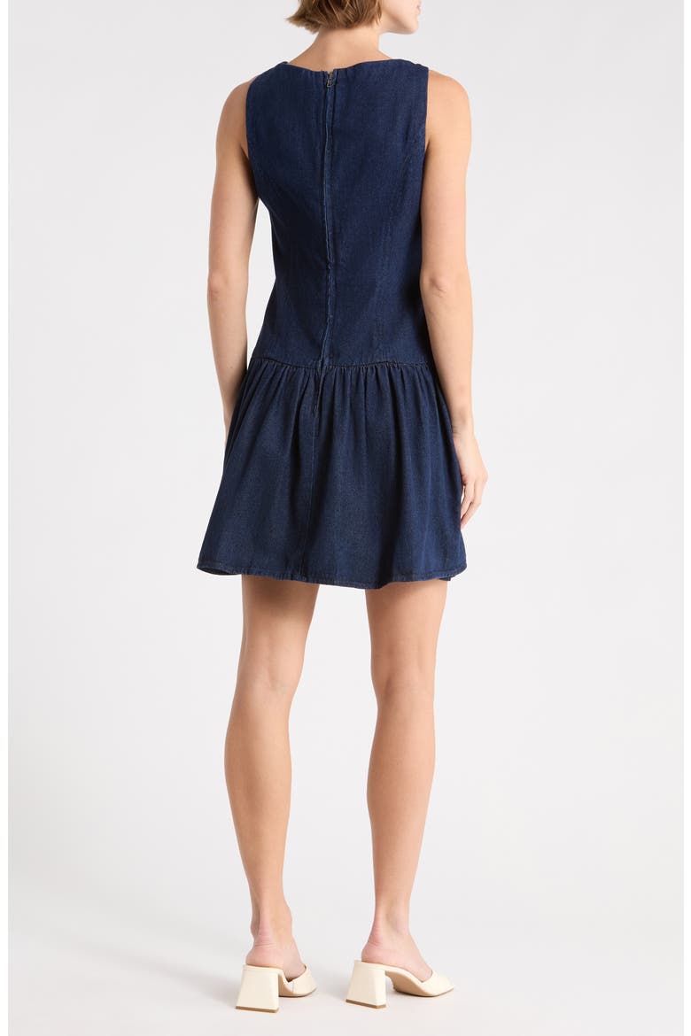 Denim Drop Waist Minidress, Alternate, color, DARK DENIM