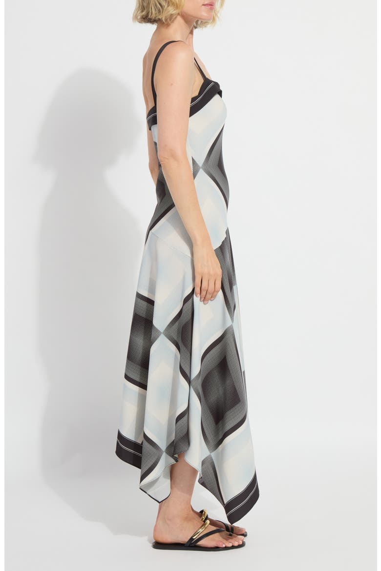 Sarai Handkerchief Hem Midi Dress, Alternate, color, HALFTONE SCARF