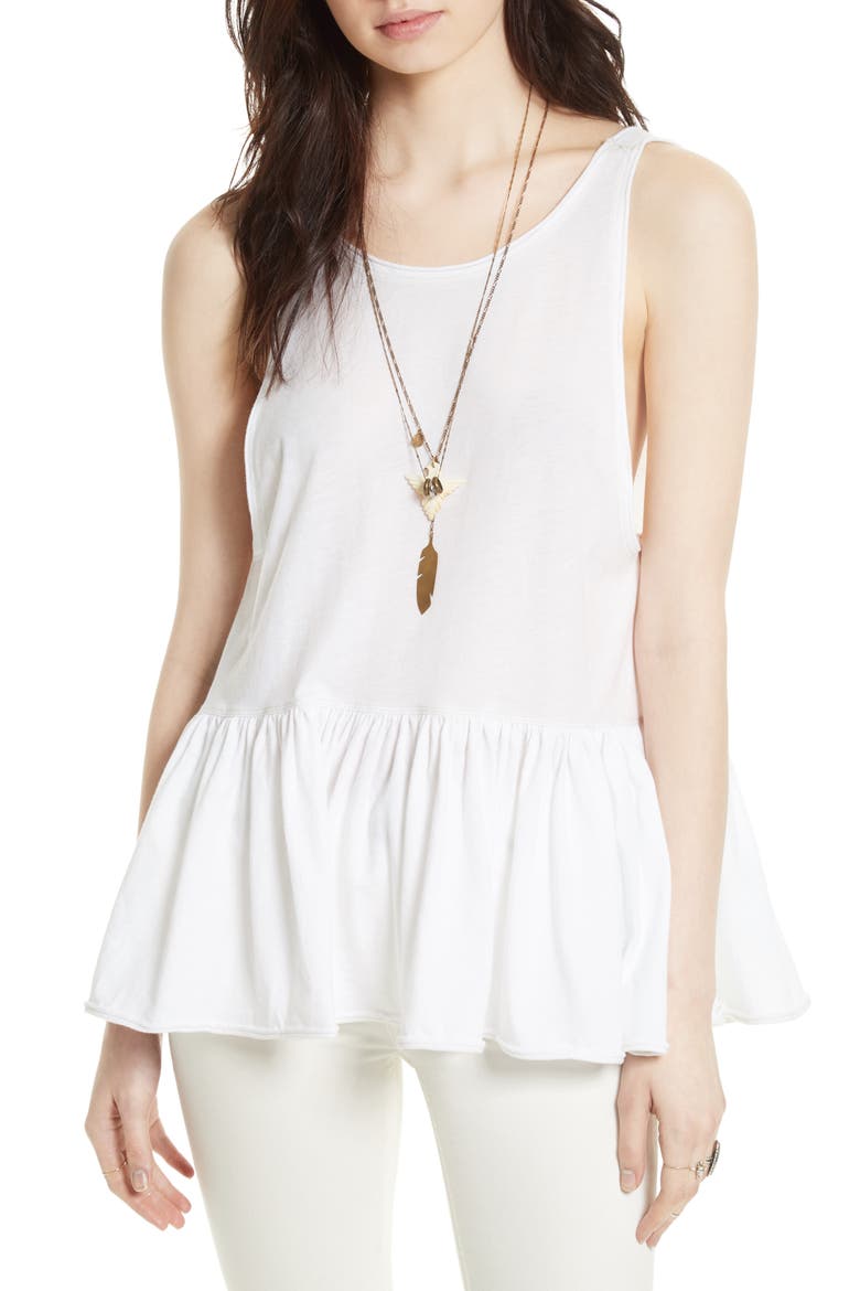 Cantina Ruffle Tank, Main, color, WHITE