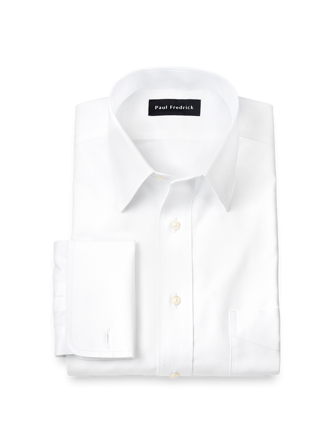 Non-iron Cotton Pinpoint Solid Point Collar French Cuff Dress Shirt
