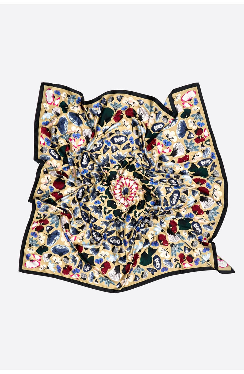 Bimba y Lola Kaleidoscopic Flowers Scarf, Alternate, color, Taupe