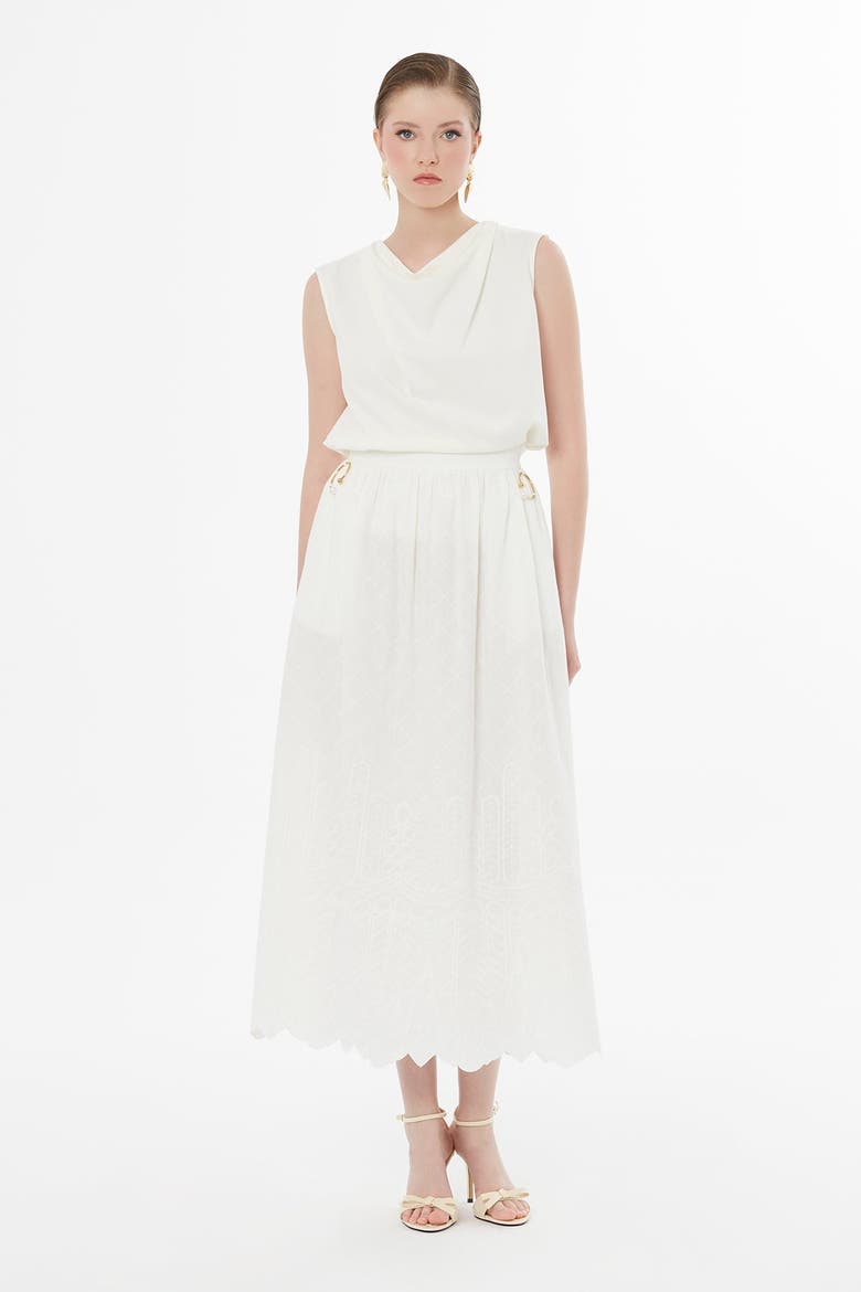 Ecru A-Line Midi Skirt, Alternate, color, Ivory