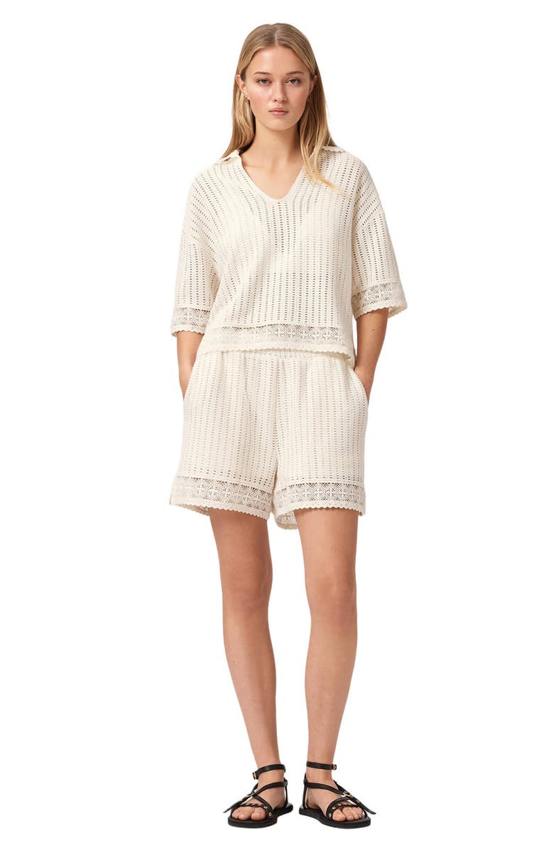 AllSaints Elma Open Stitch Top, Alternate, color, Mallow White