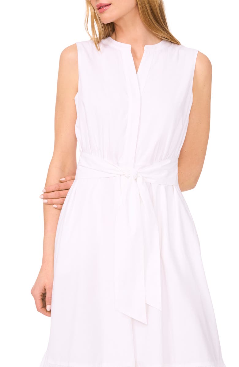 Halogen<sup>®</sup> Tie Front Cotton Midi Sundress, Alternate, color, Bright White