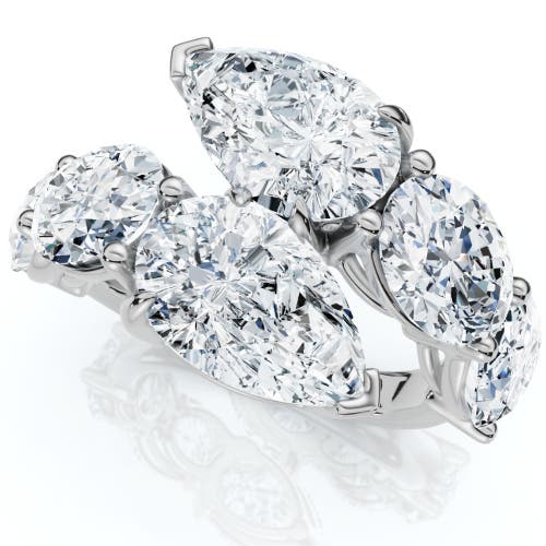 Bliss Diamond 7.10ct Pear & Oval Shape Bypass Ring Gold Lab Grown In 10k White Gold