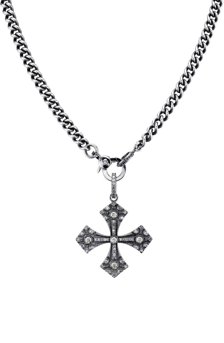 Sheryl Lowe Gothic Cross Pendant Necklace with Diamonds, Main, color, 