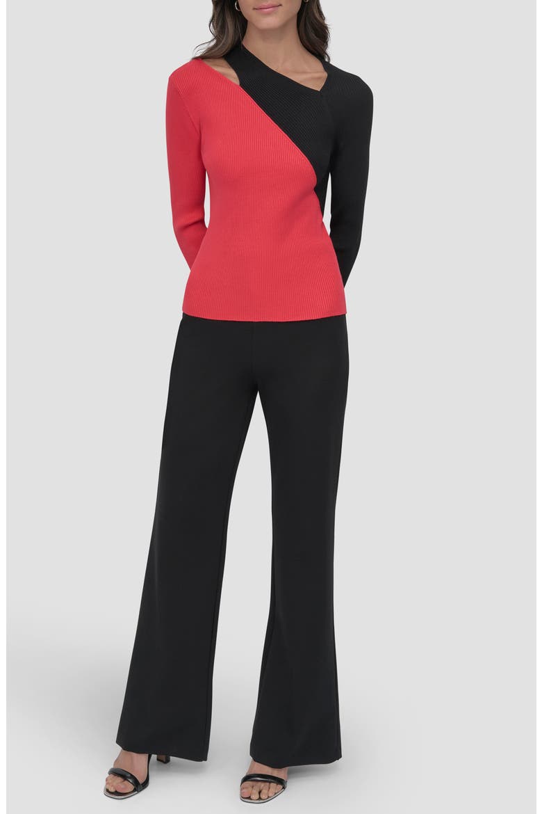Colorblock Shoulder Cutout Long Sleeve Sweater, Alternate, color, WATERMELON SUGAR
