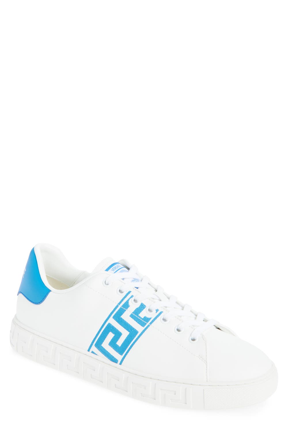 Barocco Greca Jacquard Low Top Sneaker, color, WHITE OCEAN BLUE