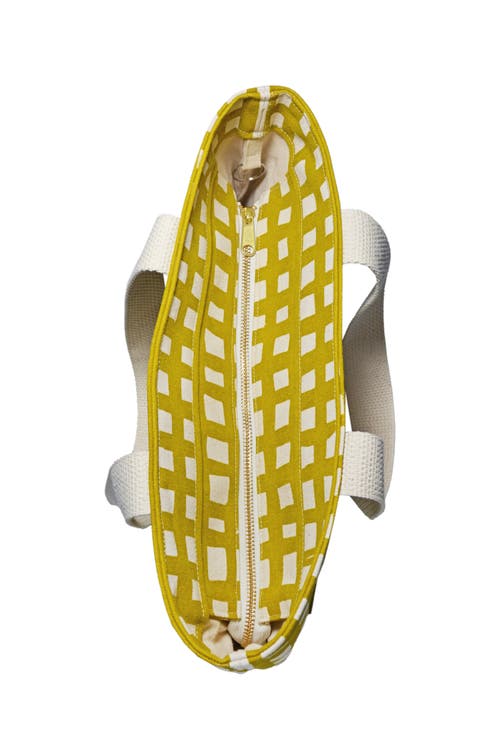 Dance Happy Grid Carry All Tote Bag In Golden Flax