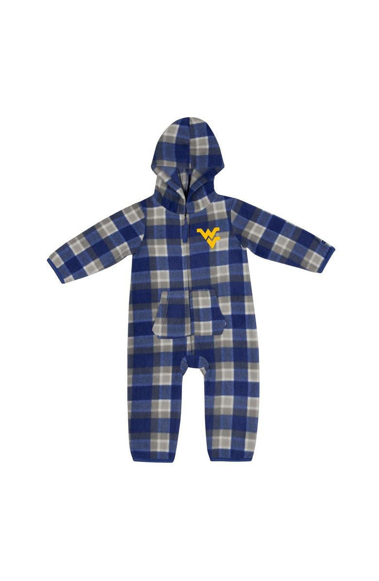 COLOSSEUM Infant Colosseum Navy/Gray West Virginia Mountaineers Farays Plaid Full-Zip Hoodie Jumper, Main, color, 
