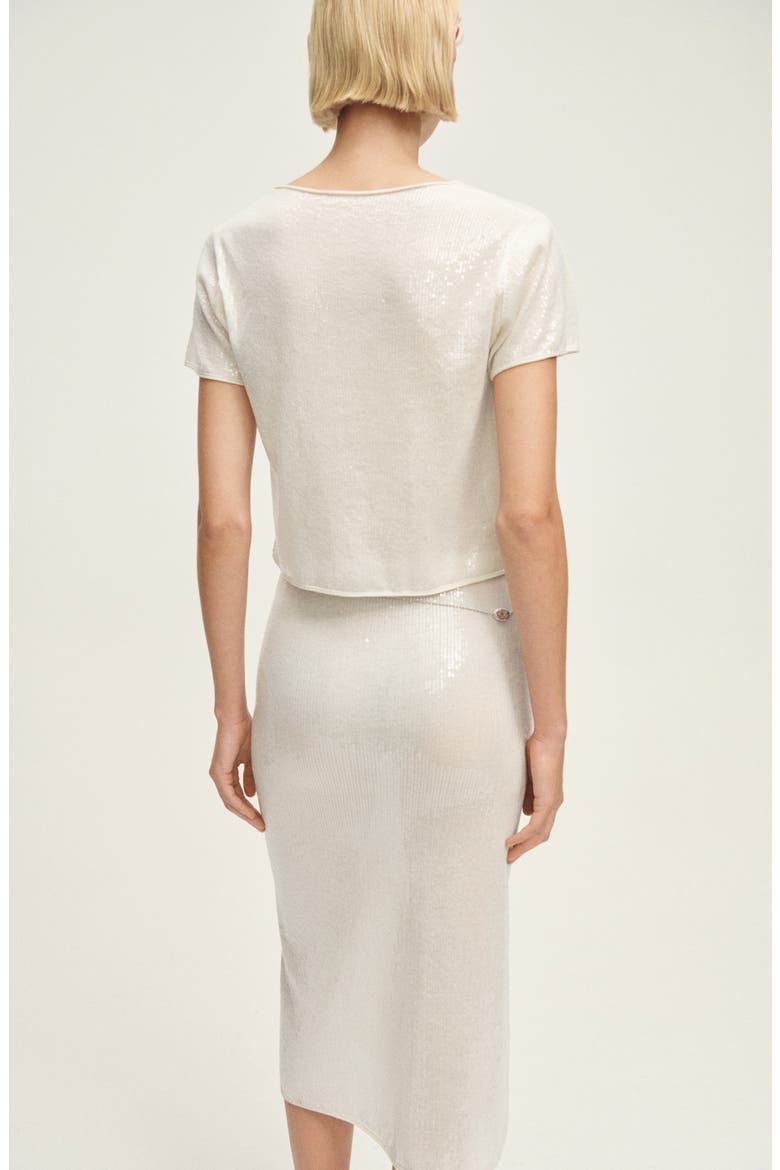 Sequin Pencil Skirt, Alternate, color, VANILLA