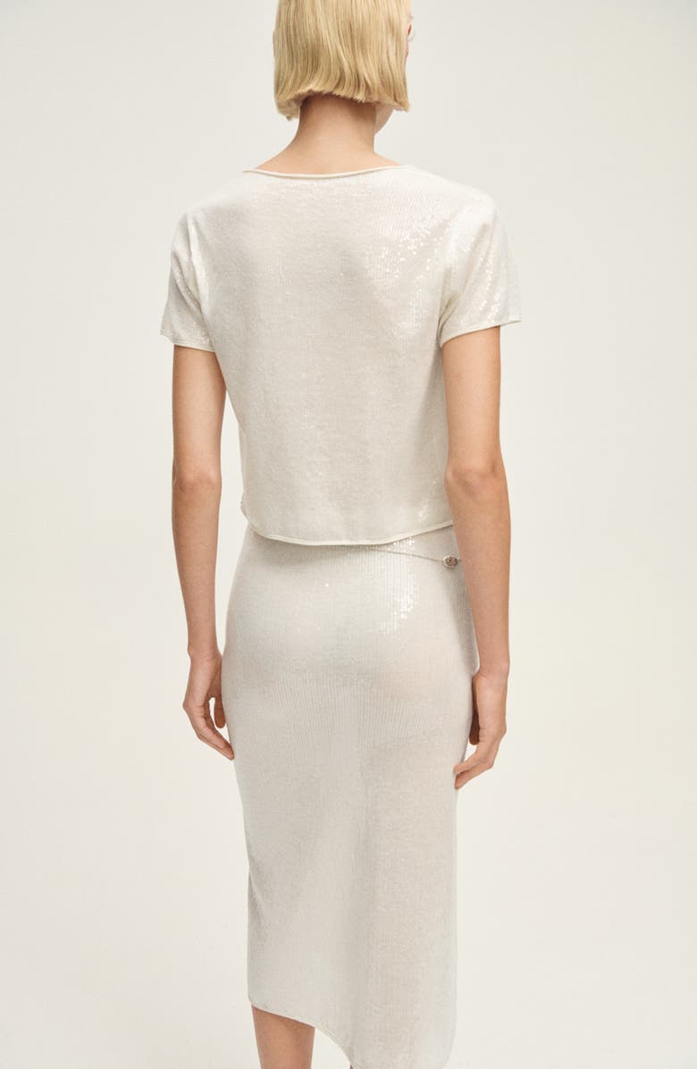 MANGO Sequin Pencil Skirt, Alternate, color, Vanilla