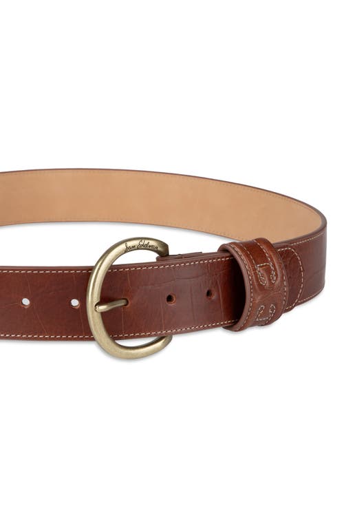 Shop Sam Edelman Rounded Buckle Belt In Tan Croc