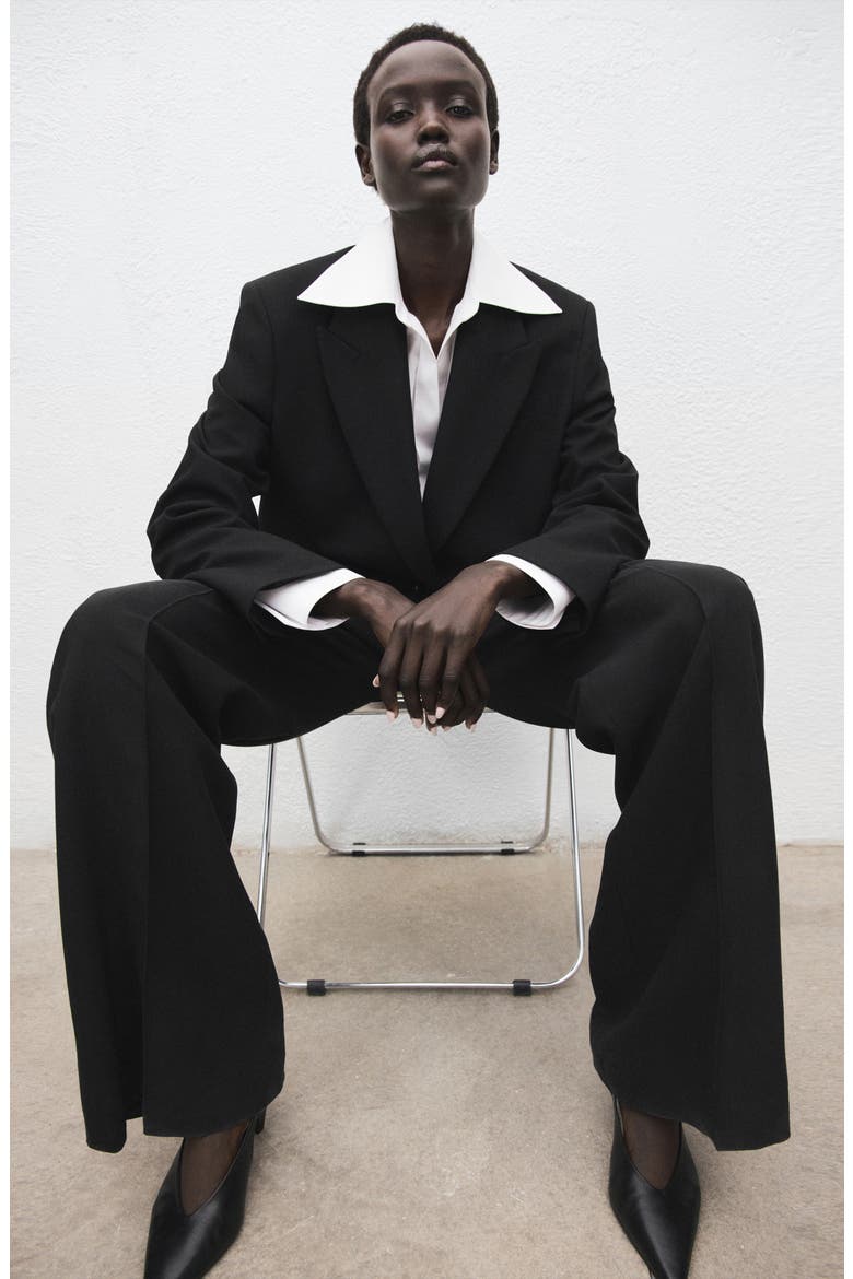 Straight Fit One-Button Suit Blazer, Main, color, BLACK