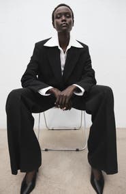 MANGO Straight Fit One-Button Suit Blazer