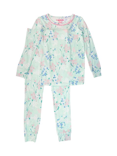 SoftSnooze Girls Ruffle Long Sleeve Pajama Set