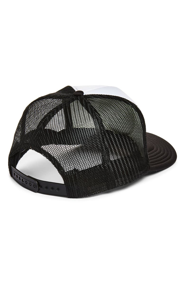 Local Beach Smiley Patch Trucker Hat, Alternate, color, Black/ White