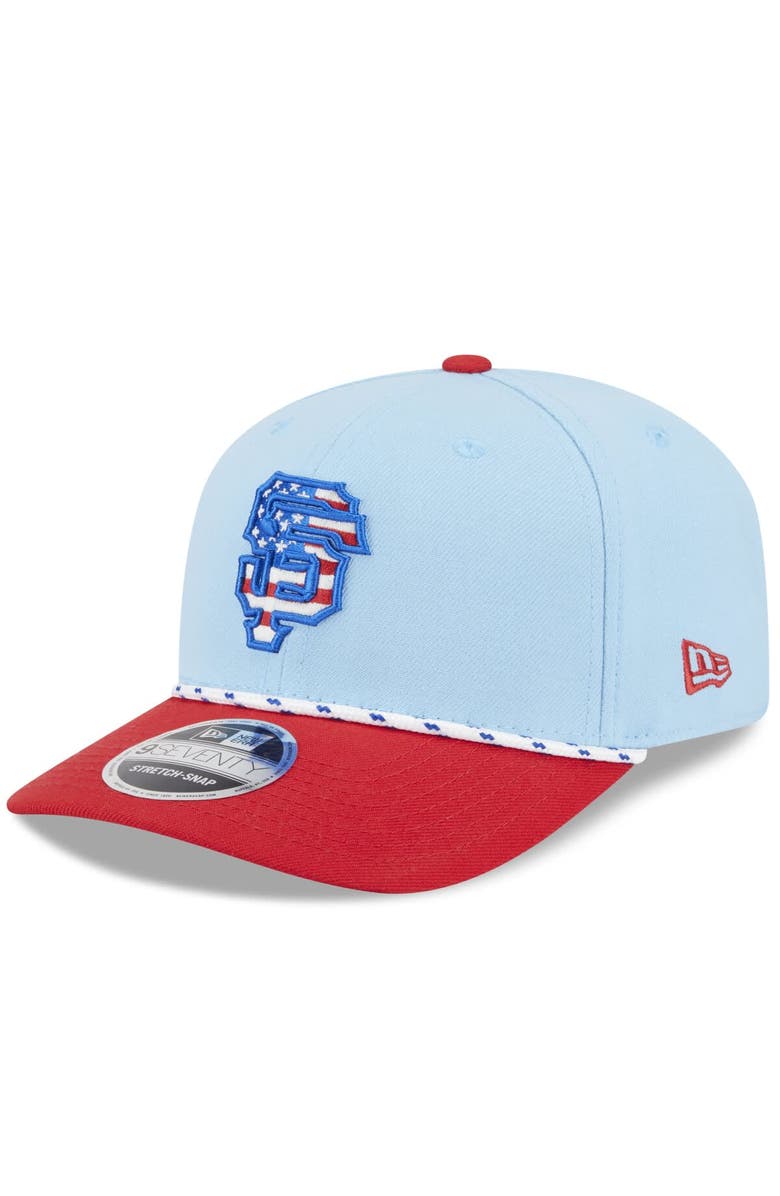 New Era Men's New Era Light Blue/Red San Francisco Giants 2025 Fourth of July 9SEVENTY Adjustable Hat, Main, color, 