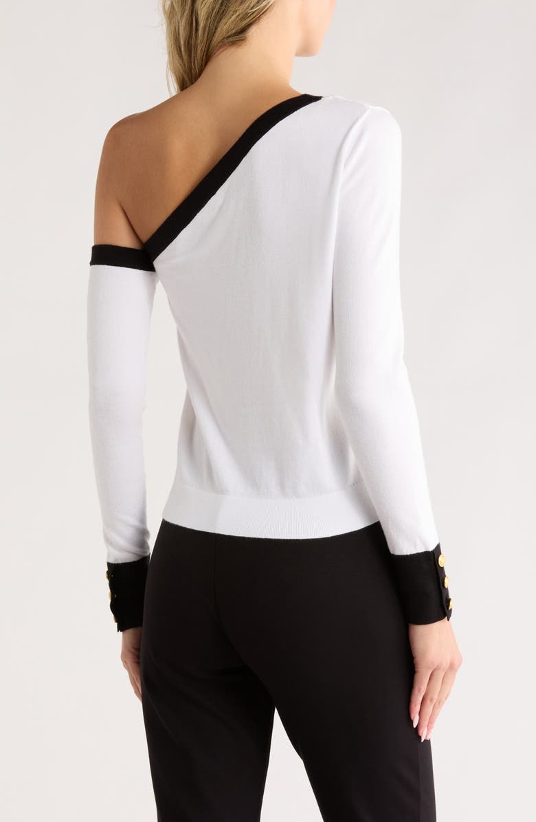 L'AGENCE Maeva Off-the-Shoulder Top, Alternate, color, White/Black